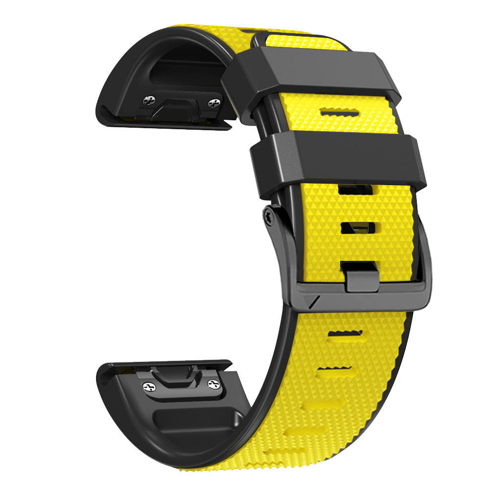 Diamond Texture Watch Band for Garmin Tactix 7 Pro / Fenix 7X / 6X Pro / 5X Plus , 26mm Dual-color Silicone Sport Strap