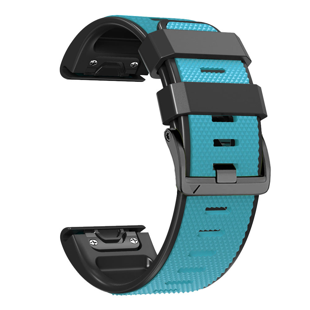 Diamond Texture Watch Band for Garmin Tactix 7 Pro / Fenix 7X / 6X Pro / 5X Plus , 26mm Dual-color Silicone Sport Strap