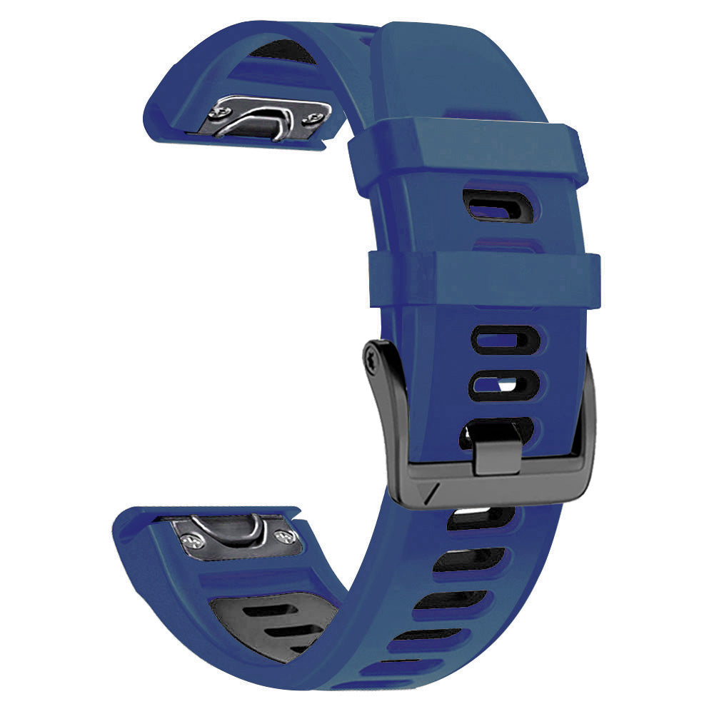 26mm Watch Band for Garmin Tactix 7 Pro / Fenix 7X / 6X Pro / 5X Plus , Smooth Silicone Dual-color Wrist Strap