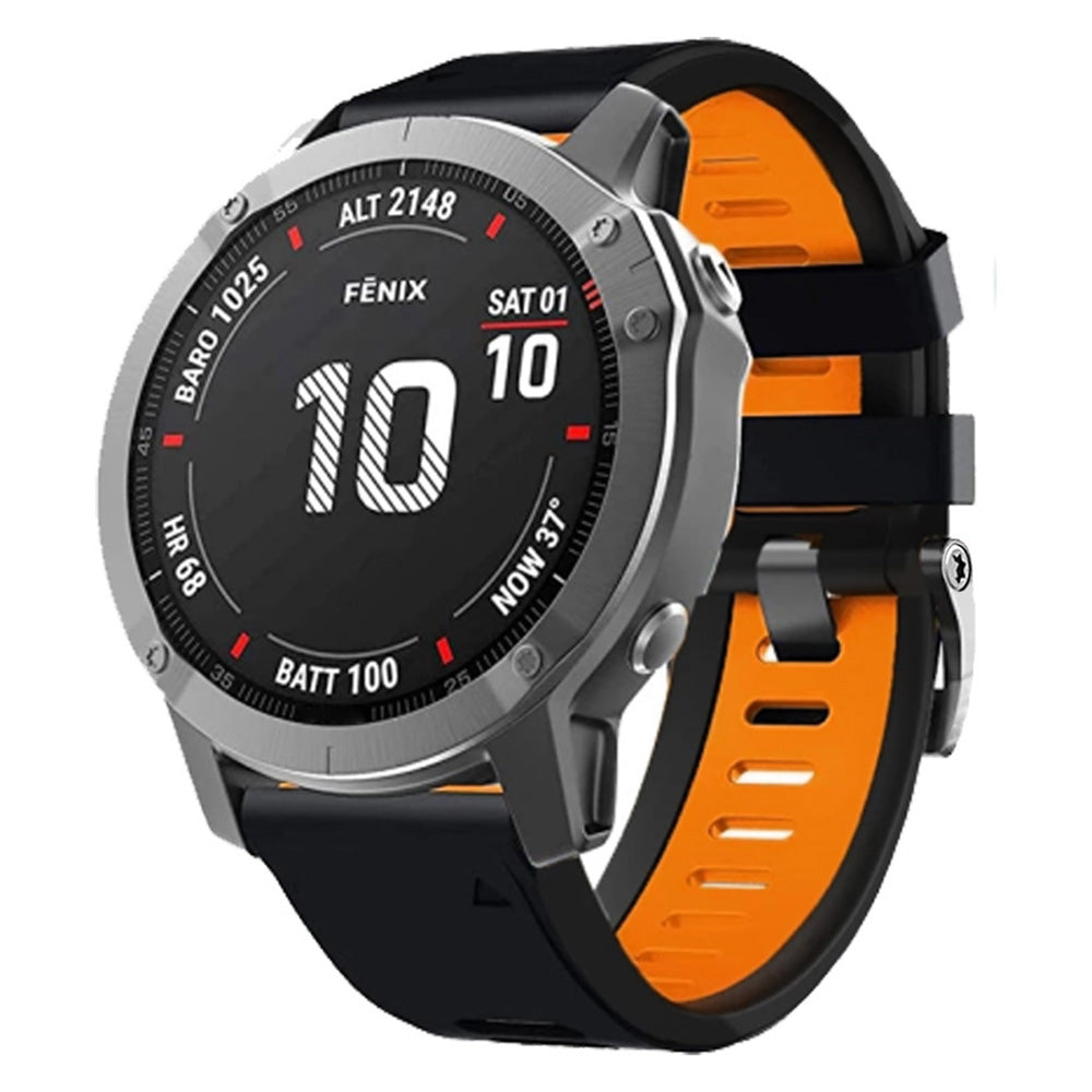 Dual-color Watch Band for Garmin Fenix 7 / Forerunner 965 / 955 / 945 / 935 , Smooth Silicone Soft Strap