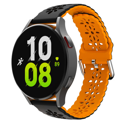 For Garmin Vivomove 3S / Samsung Gear Sport  / Huawei Watch GT 2 42mm Silicone Watchband 20mm Flower Hollow Dual Color Watch Strap