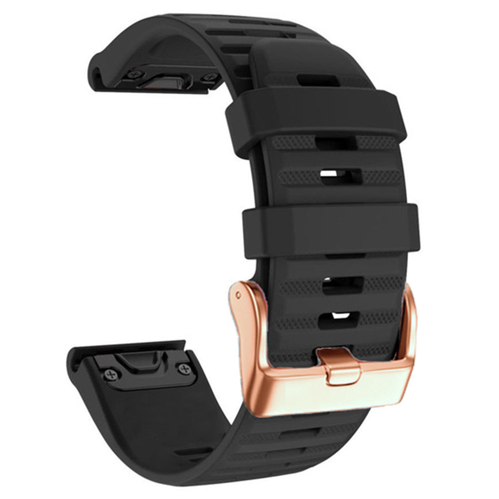 Watch Bands for Garmin Fenix 7S / 6S Pro / 5S Plus / Instinct 2S , Horizontal Stripes Silicone 20mm Strap with Rose Gold Buckle