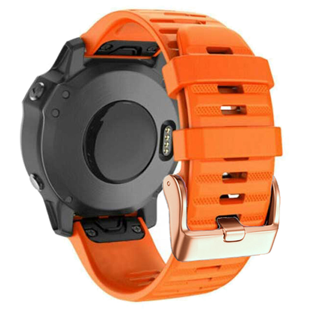 Watch Bands for Garmin Fenix 7S / 6S Pro / 5S Plus / Instinct 2S , Horizontal Stripes Silicone 20mm Strap with Rose Gold Buckle