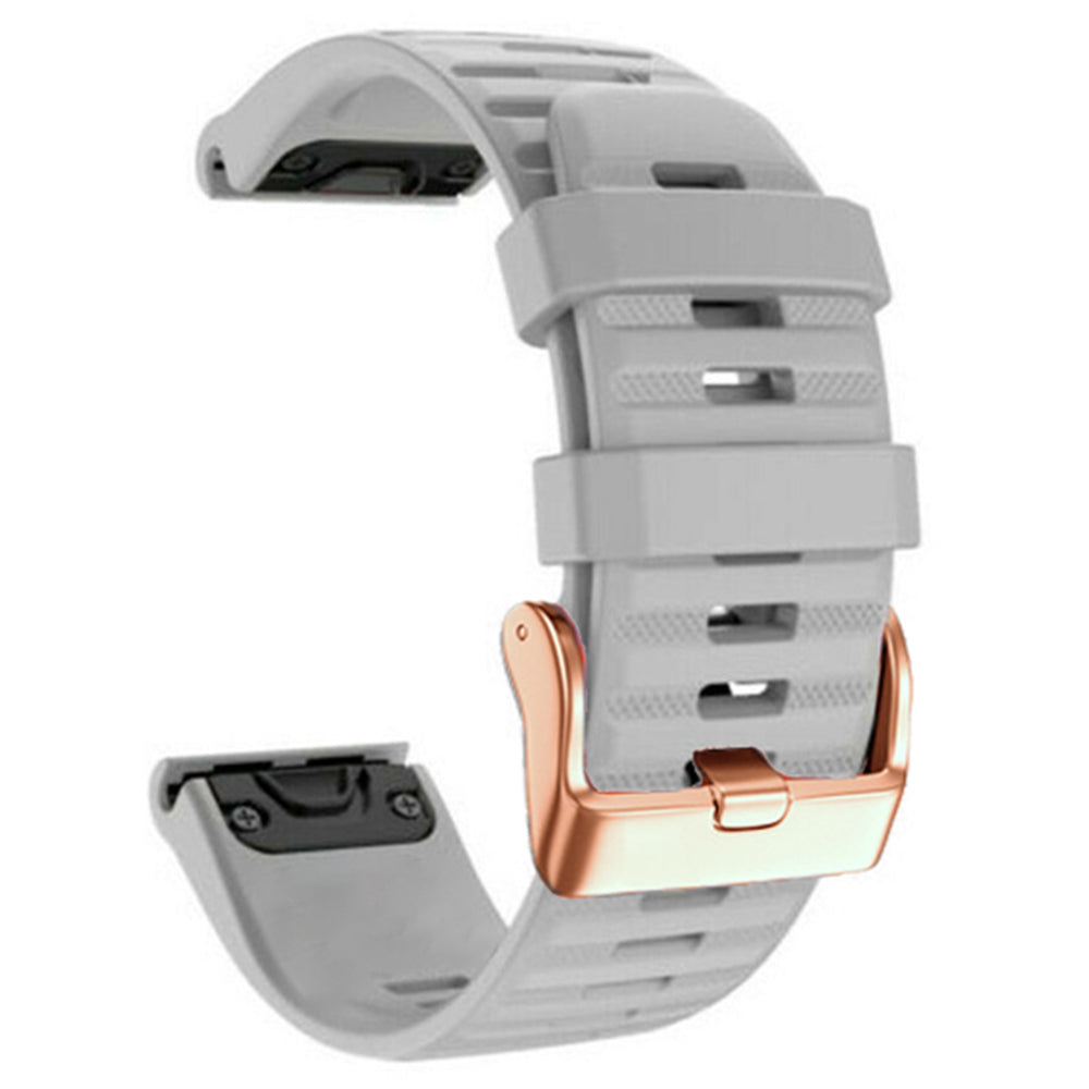 Watch Bands for Garmin Fenix 7S / 6S Pro / 5S Plus / Instinct 2S , Horizontal Stripes Silicone 20mm Strap with Rose Gold Buckle