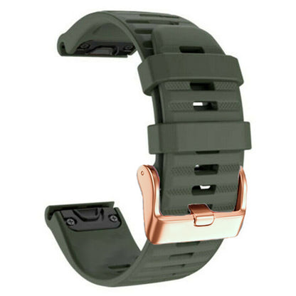 Watch Bands for Garmin Fenix 7S / 6S Pro / 5S Plus / Instinct 2S , Horizontal Stripes Silicone 20mm Strap with Rose Gold Buckle