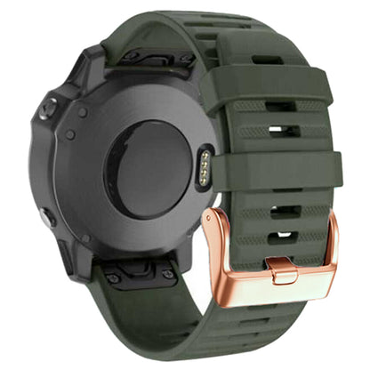 Watch Bands for Garmin Fenix 7S / 6S Pro / 5S Plus / Instinct 2S , Horizontal Stripes Silicone 20mm Strap with Rose Gold Buckle