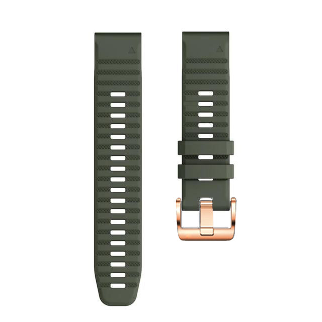 Watch Bands for Garmin Fenix 7S / 6S Pro / 5S Plus / Instinct 2S , Horizontal Stripes Silicone 20mm Strap with Rose Gold Buckle