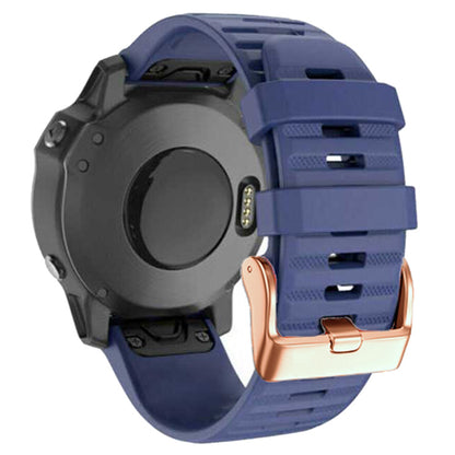 Watch Bands for Garmin Fenix 7S / 6S Pro / 5S Plus / Instinct 2S , Horizontal Stripes Silicone 20mm Strap with Rose Gold Buckle