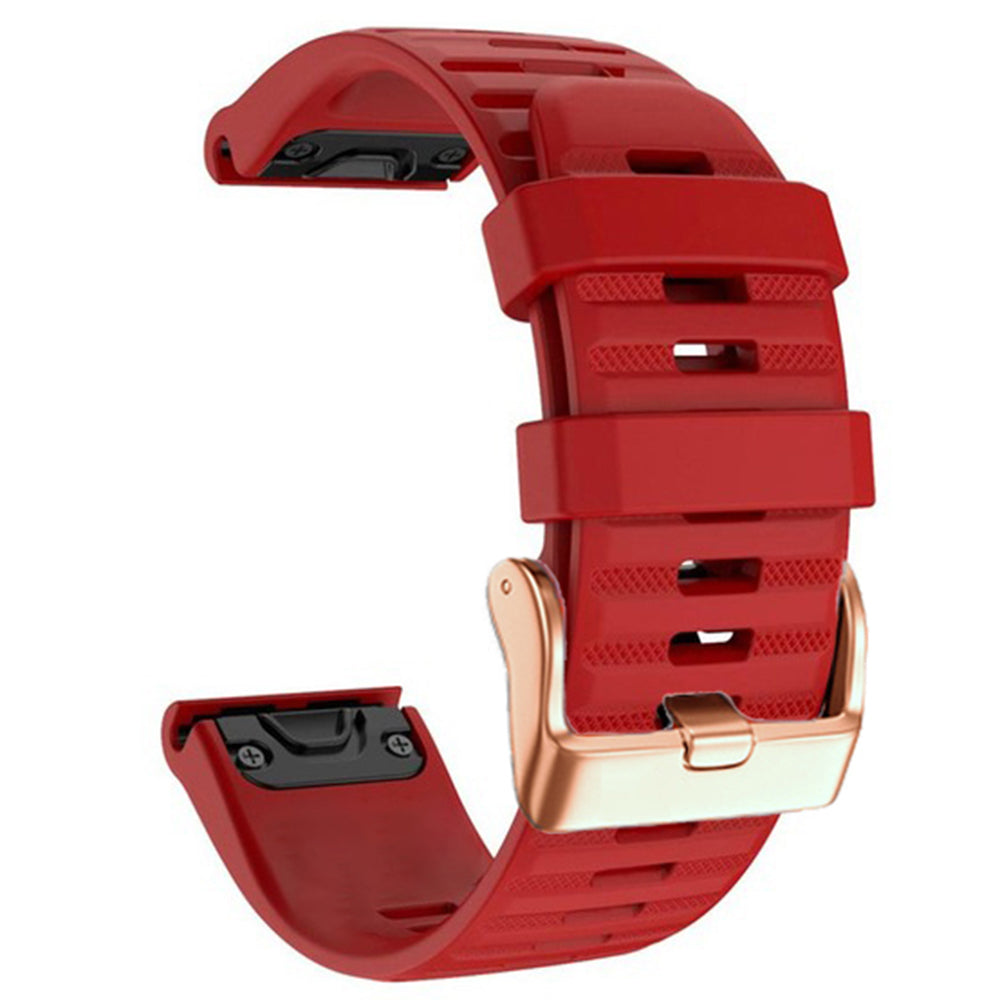 Watch Bands for Garmin Fenix 7S / 6S Pro / 5S Plus / Instinct 2S , Horizontal Stripes Silicone 20mm Strap with Rose Gold Buckle