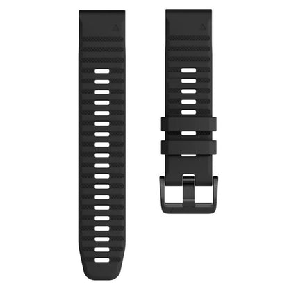 26mm Silicone Band for Garmin Tactix 7 Pro / Fenix 7X / 6X Pro / 5X Plus , Horizontal Stripes Black Buckle Watch Strap