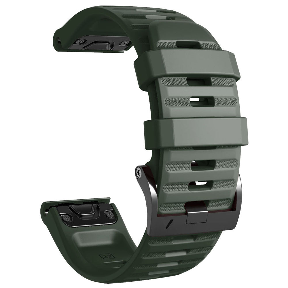 26mm Silicone Band for Garmin Tactix 7 Pro / Fenix 7X / 6X Pro / 5X Plus , Horizontal Stripes Black Buckle Watch Strap