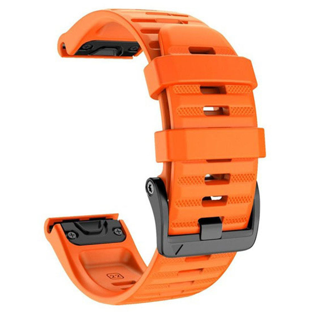 26mm Silicone Band for Garmin Tactix 7 Pro / Fenix 7X / 6X Pro / 5X Plus , Horizontal Stripes Black Buckle Watch Strap