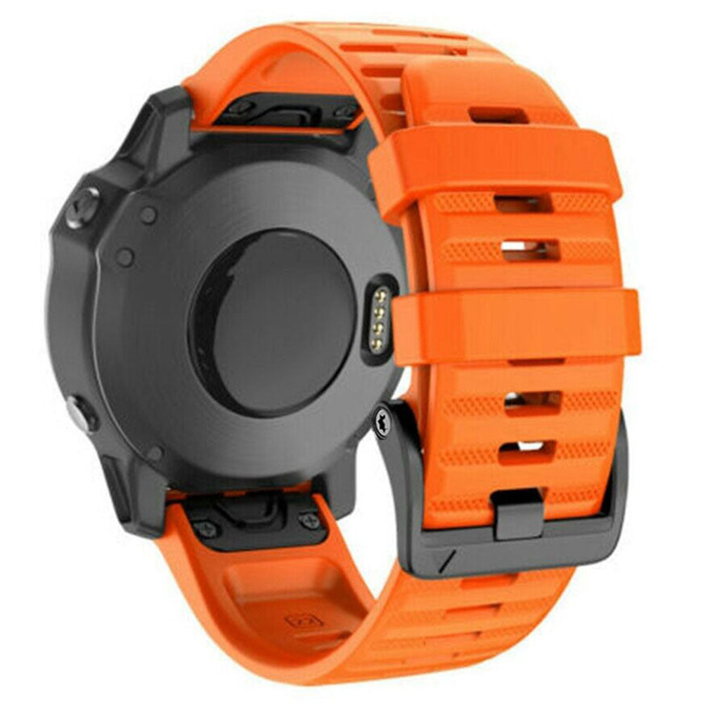 26mm Silicone Band for Garmin Tactix 7 Pro / Fenix 7X / 6X Pro / 5X Plus , Horizontal Stripes Black Buckle Watch Strap