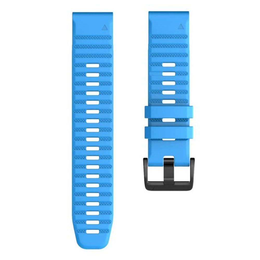 26mm Silicone Band for Garmin Tactix 7 Pro / Fenix 7X / 6X Pro / 5X Plus , Horizontal Stripes Black Buckle Watch Strap