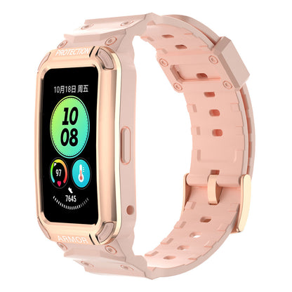 For Huawei Band 6 / 7 / 8 TPU Watch Strap + Hard PC Protective Case Smartwatch Band Protector