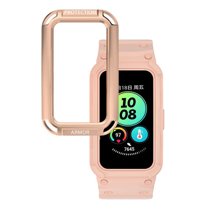 For Huawei Band 6 / 7 / 8 TPU Watch Strap + Hard PC Protective Case Smartwatch Band Protector