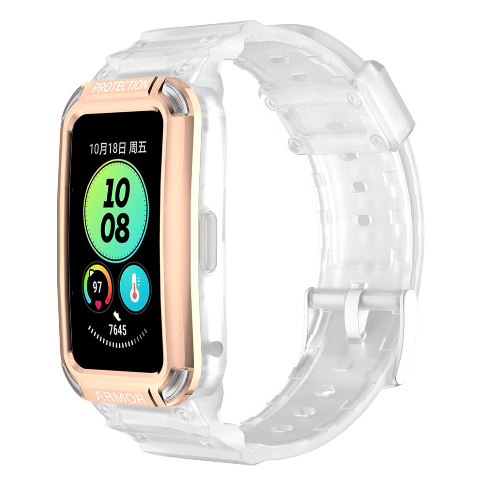 For Huawei Band 6 / 7 / 8 TPU Watch Strap + Hard PC Protective Case Smartwatch Band Protector