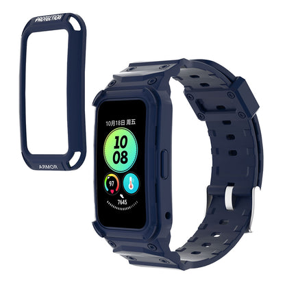 For Huawei Band 6 / 7 / 8 TPU Watch Strap + Hard PC Protective Case Smartwatch Band Protector