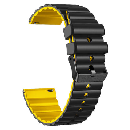 Silicone Watch Band for Suunto Vertical / 9 Peak Pro / 5 Peak , Horizontal Stripes 22mm Dual-color Bracelet with Black Buckle