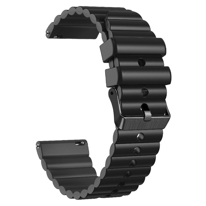 Silicone Watch Band for Suunto Vertical / 9 Peak Pro / 5 Peak , Horizontal Stripes 22mm Dual-color Bracelet with Black Buckle