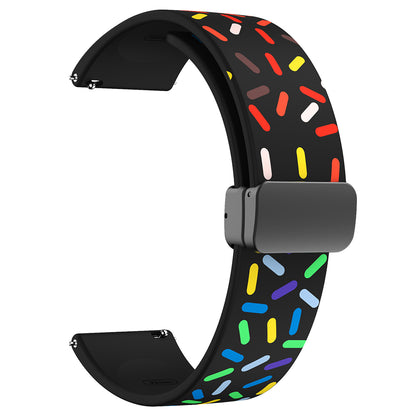 22mm Watch Band for Forerunner 265 / 255 / Vivoactive 4 / Venu 2 , Dot Pattern Silicone Strap with Black Magnetic Folding Buckle