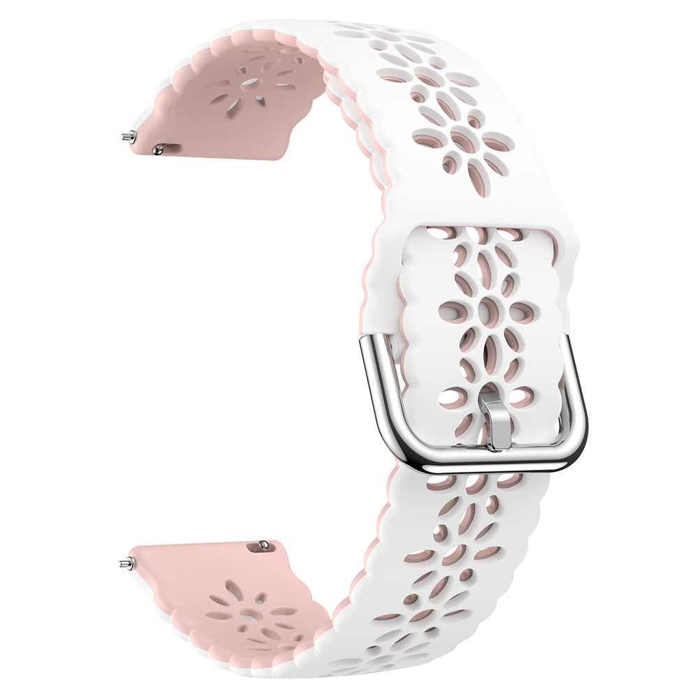 Hollow Plum Blossom Watch Band for Samsung Galaxy Watch6 / Watch6 Classic / Watch 5 / Watch 5 Pro / Watch4 / Watch4 Classic , 20mm Silicone Dual-color Strap