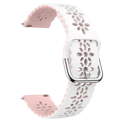 Hollow Plum Blossom Watch Band for Samsung Galaxy Watch6 / Watch6 Classic / Watch 5 / Watch 5 Pro / Watch4 / Watch4 Classic , 20mm Silicone Dual-color Strap