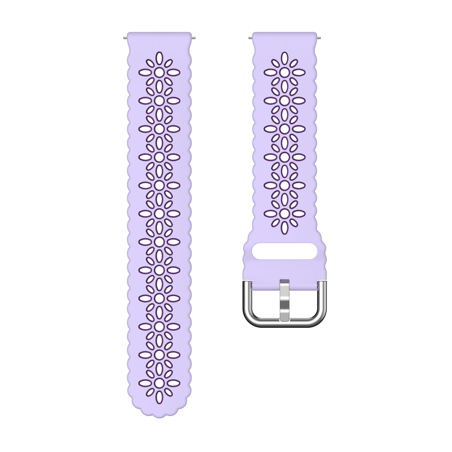 Hollow Plum Blossom Watch Band for Samsung Galaxy Watch6 / Watch6 Classic / Watch 5 / Watch 5 Pro / Watch4 / Watch4 Classic , 20mm Silicone Dual-color Strap