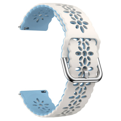 Hollow Plum Blossom Watch Band for Samsung Galaxy Watch6 / Watch6 Classic / Watch 5 / Watch 5 Pro / Watch4 / Watch4 Classic , 20mm Silicone Dual-color Strap