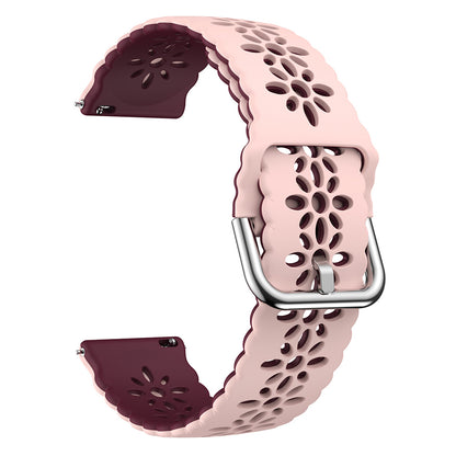 Hollow Plum Blossom Watch Band for Samsung Galaxy Watch6 / Watch6 Classic / Watch 5 / Watch 5 Pro / Watch4 / Watch4 Classic , 20mm Silicone Dual-color Strap