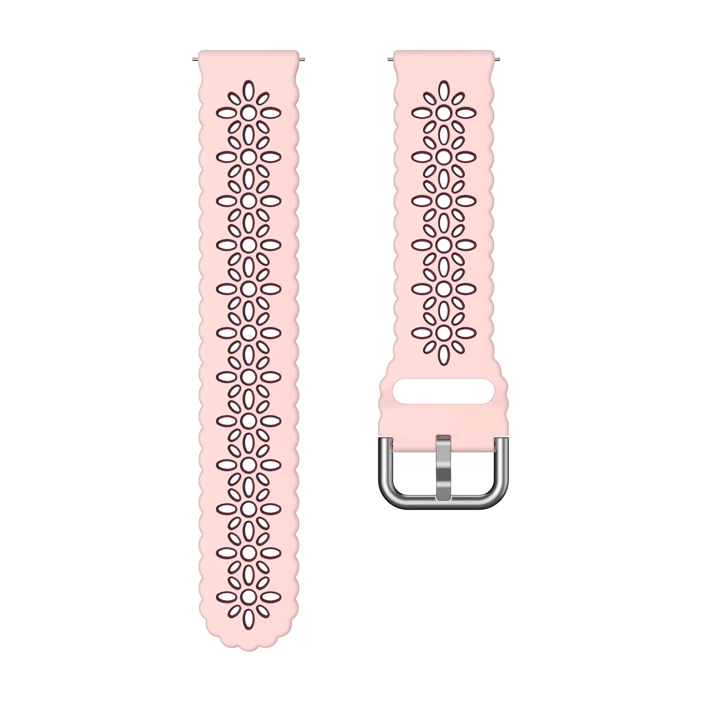 Hollow Plum Blossom Watch Band for Samsung Galaxy Watch6 / Watch6 Classic / Watch 5 / Watch 5 Pro / Watch4 / Watch4 Classic , 20mm Silicone Dual-color Strap