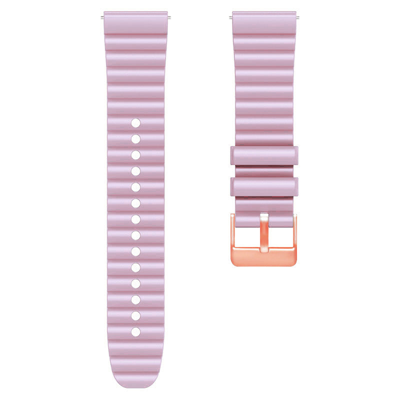 Horizontal Stripes Watch Band for Samsung Galaxy Watch6 / Watch6 Classic / Watch 5 / Watch 5 Pro / Watch4 / Watch4 Classic , Dual-color 20mm Silicone Strap with Rose Gold Buckle