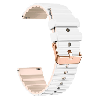 Horizontal Stripes Watch Band for Samsung Galaxy Watch6 / Watch6 Classic / Watch 5 / Watch 5 Pro / Watch4 / Watch4 Classic , Dual-color 20mm Silicone Strap with Rose Gold Buckle