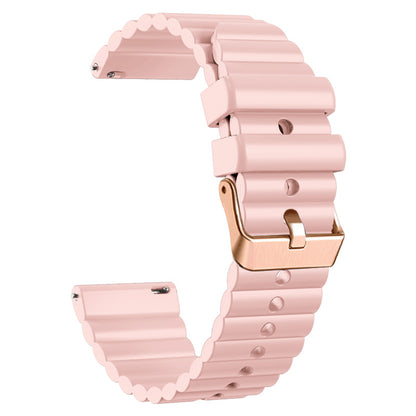 Horizontal Stripes Watch Band for Samsung Galaxy Watch6 / Watch6 Classic / Watch 5 / Watch 5 Pro / Watch4 / Watch4 Classic , Dual-color 20mm Silicone Strap with Rose Gold Buckle