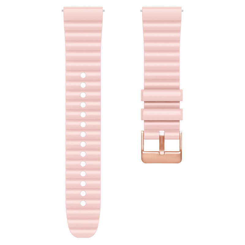 Horizontal Stripes Watch Band for Samsung Galaxy Watch6 / Watch6 Classic / Watch 5 / Watch 5 Pro / Watch4 / Watch4 Classic , Dual-color 20mm Silicone Strap with Rose Gold Buckle