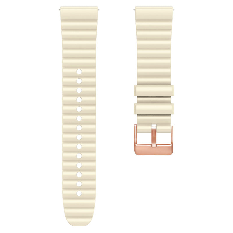 Horizontal Stripes Watch Band for Samsung Galaxy Watch6 / Watch6 Classic / Watch 5 / Watch 5 Pro / Watch4 / Watch4 Classic , Dual-color 20mm Silicone Strap with Rose Gold Buckle