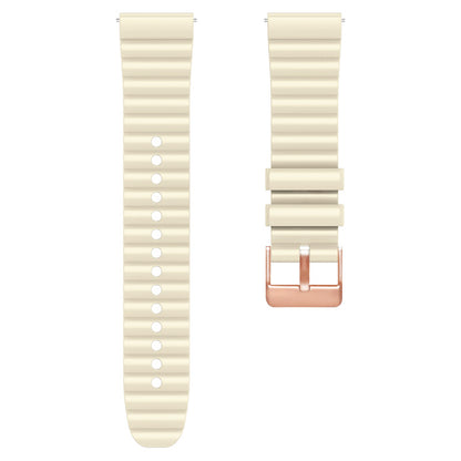 Horizontal Stripes Watch Band for Samsung Galaxy Watch6 / Watch6 Classic / Watch 5 / Watch 5 Pro / Watch4 / Watch4 Classic , Dual-color 20mm Silicone Strap with Rose Gold Buckle