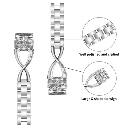 For Samsung Galaxy Watch6 40mm / 44mm Rhinestones Decor 20mm Watch Strap Crown X-Shape Zinc Alloy Watchband