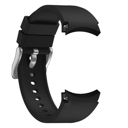 For Samsung Galaxy Watch6 40mm / 44mm / Watch6 Classic 43mm / 47mm Watch Band Silicone Strap with Silver Buckle