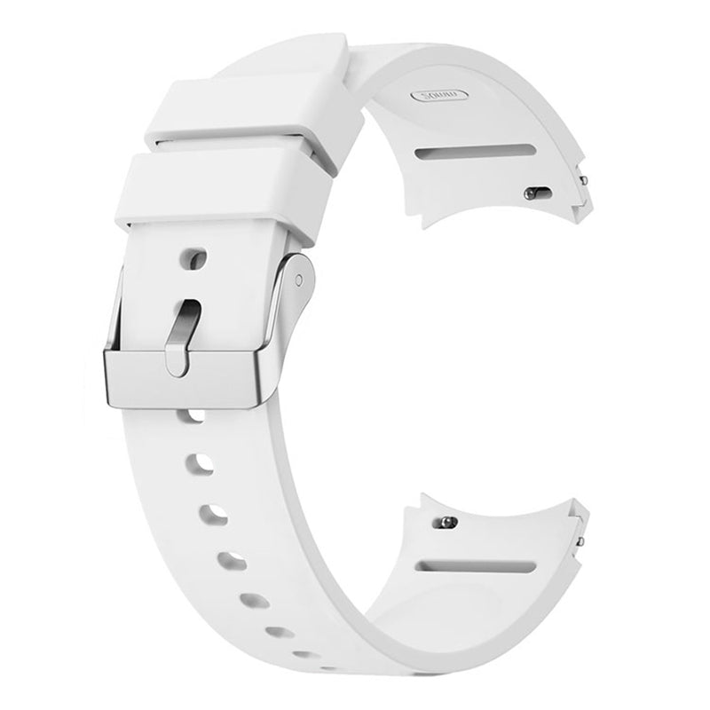 For Samsung Galaxy Watch6 40mm / 44mm / Watch6 Classic 43mm / 47mm Watch Band Silicone Strap with Silver Buckle