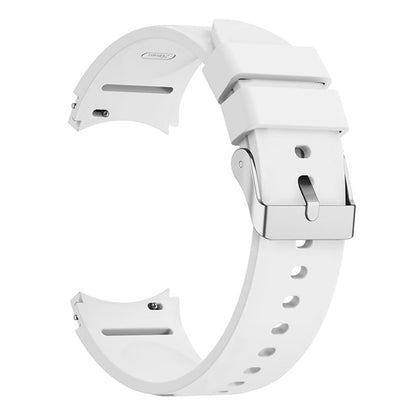 For Samsung Galaxy Watch6 40mm / 44mm / Watch6 Classic 43mm / 47mm Watch Band Silicone Strap with Silver Buckle