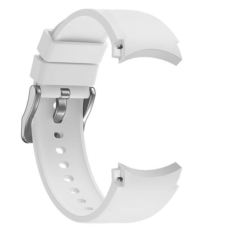 For Samsung Galaxy Watch6 40mm / 44mm / Watch6 Classic 43mm / 47mm Watch Band Silicone Strap with Silver Buckle