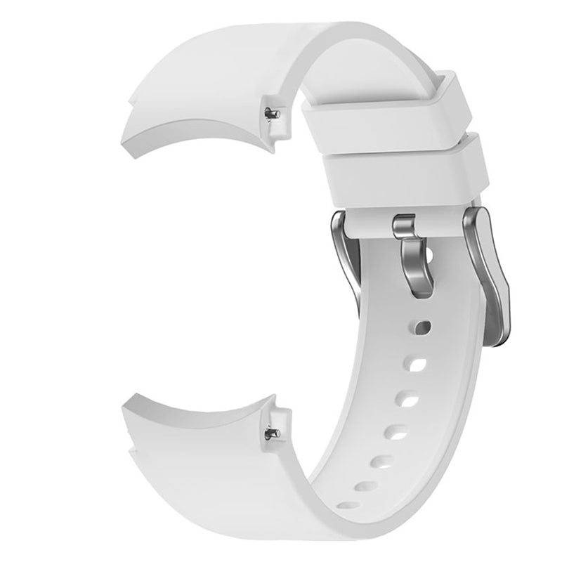 For Samsung Galaxy Watch6 40mm / 44mm / Watch6 Classic 43mm / 47mm Watch Band Silicone Strap with Silver Buckle