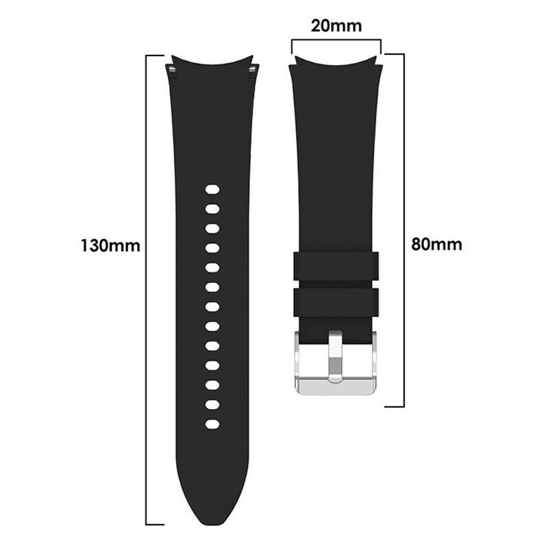 For Samsung Galaxy Watch6 40mm / 44mm / Watch6 Classic 43mm / 47mm Watch Band Silicone Strap with Silver Buckle