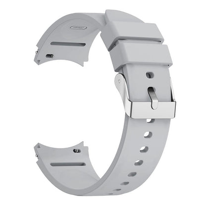 For Samsung Galaxy Watch6 40mm / 44mm / Watch6 Classic 43mm / 47mm Watch Band Silicone Strap with Silver Buckle