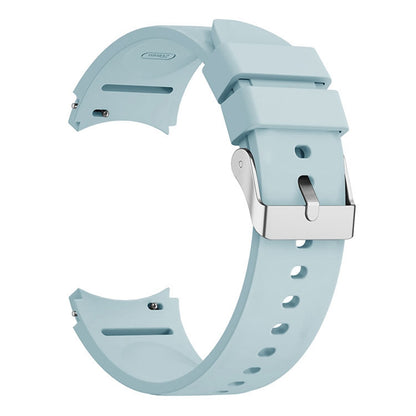 For Samsung Galaxy Watch6 40mm / 44mm / Watch6 Classic 43mm / 47mm Watch Band Silicone Strap with Silver Buckle