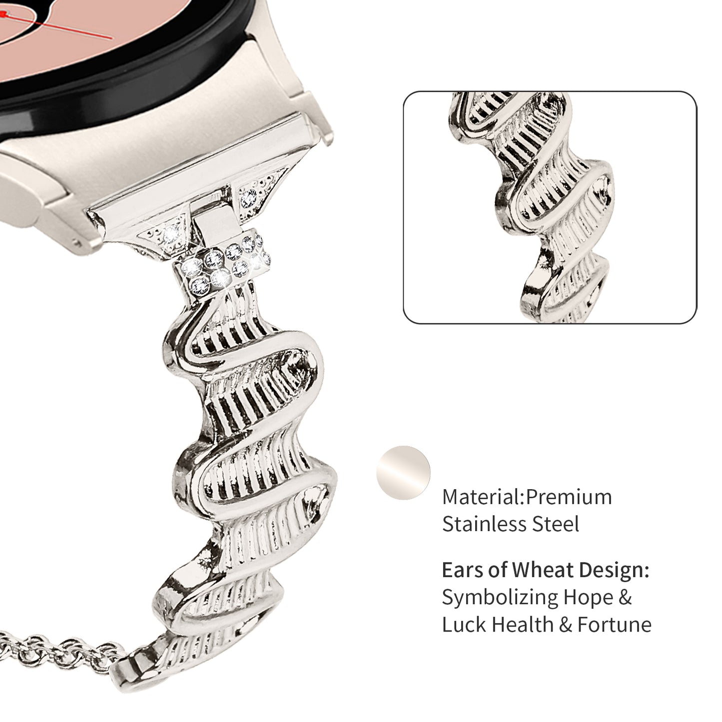 For Samsung Galaxy Watch4 / 4 Classic / Watch 5 Alloy Watch Strap with Connector Rhinestones Decor Bracelet Band