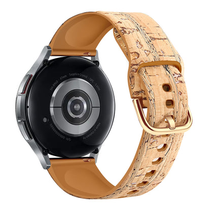 20mm Watch Band for Samsung Galaxy Watch6 Classic 43mm 47mm / Watch6 40mm 44mm Genuine Tree Leather+TPE Strap