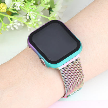 For Apple Watch Series 9 / 8 / 7 41mm Watch Case with Tempered Glass Screen Protector Overall Metal Watch Cover