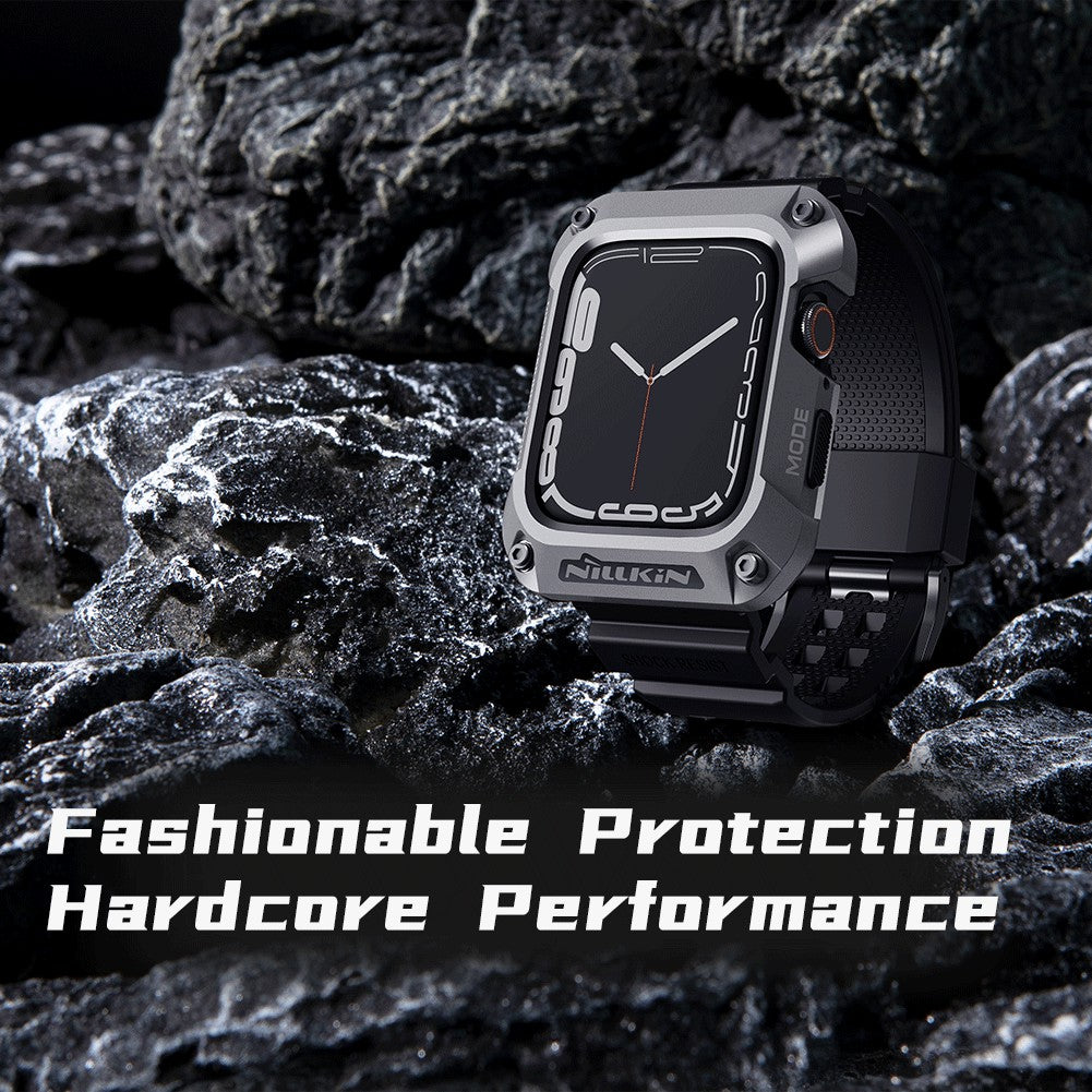 NILLKIN For Apple Watch SE / SE (2022) / Series 4 / 5 / 6 44mm Alloy Rugged Protector Cover with TPU Watch Band